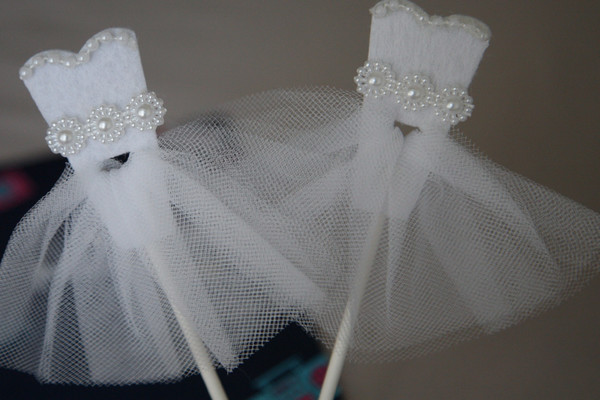 LGBT Pride White dress Wedding cake topper