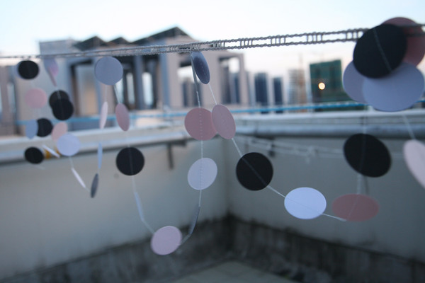 Mix color (White black Pink) Dots Paper garland